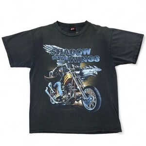 Vintage 90s Faded & Distressed Shadow of the Wings Biker Motorcycle T-shirt LRG